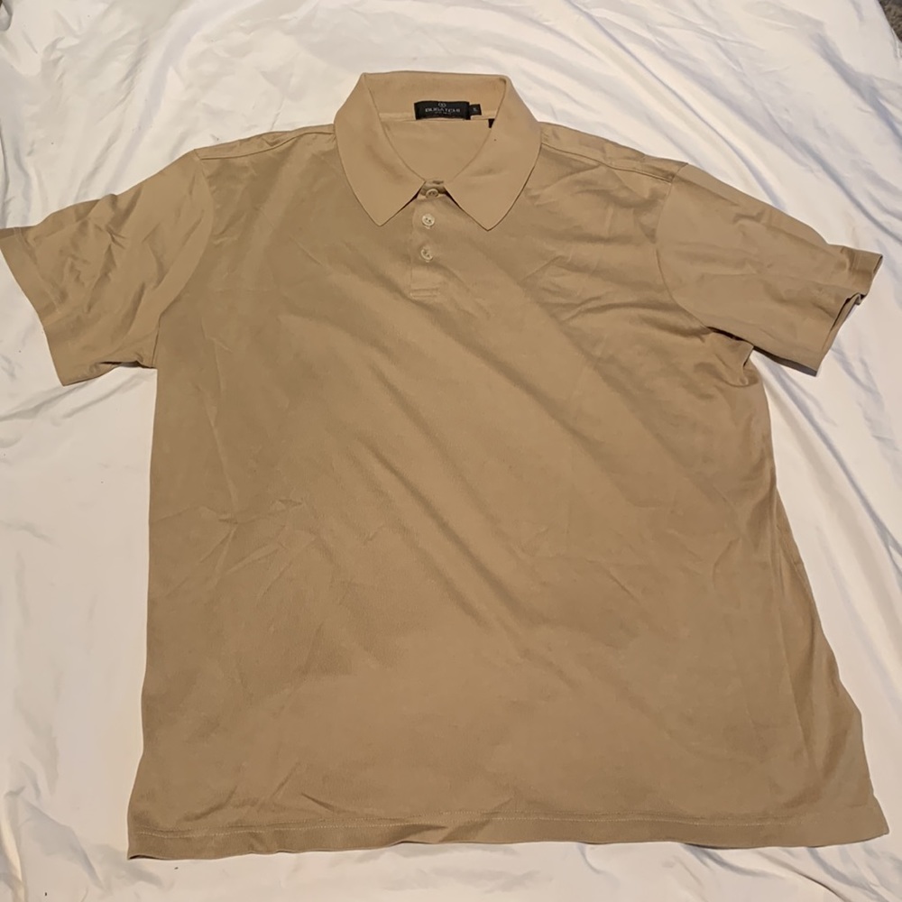 Bugatchi Uomo Mens Light Tan 100% Cotton Short Sleeve Polo Shirt